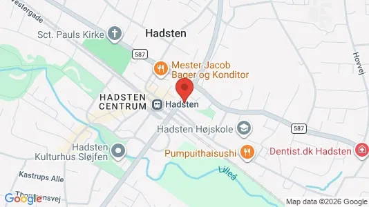 Erhvervslokaler til leje i Hadsten - kort over placeringen