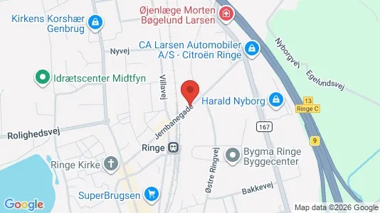 Erhvervslokaler til leje i Ringe - kort over placeringen