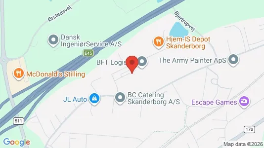 Erhvervslokaler til leje i Skanderborg - kort over placeringen