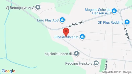 Erhvervslokaler til leje i Rødding - kort over placeringen