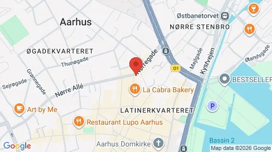 Erhvervslokaler til leje i Århus C - kort over placeringen