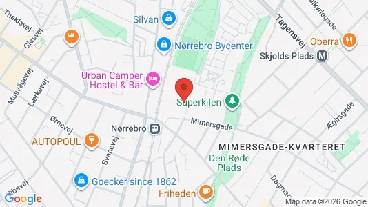 Erhvervslokaler til leje i Nørrebro - kort over placeringen