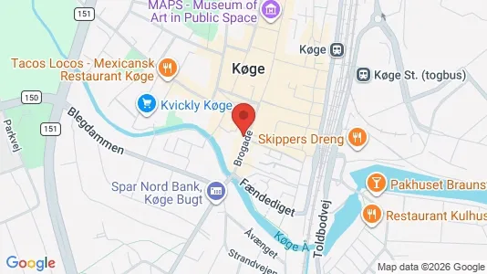 Erhvervslokaler til leje i Køge - kort over placeringen