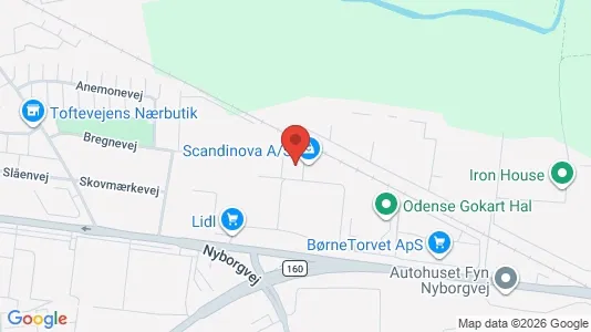Erhvervslokaler til leje i Odense SØ - kort over placeringen