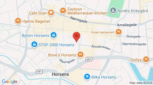 Erhvervslokaler til leje i Horsens - kort over placeringen