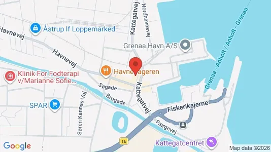 Erhvervslokaler til leje i Grenaa - kort over placeringen