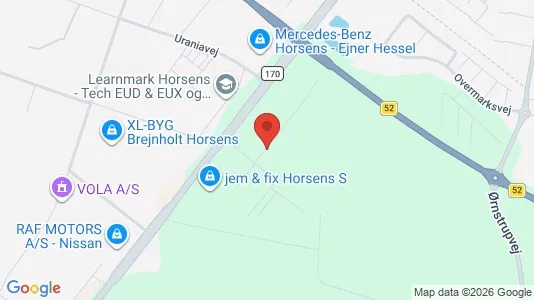 Erhvervslokaler til leje i Horsens - kort over placeringen
