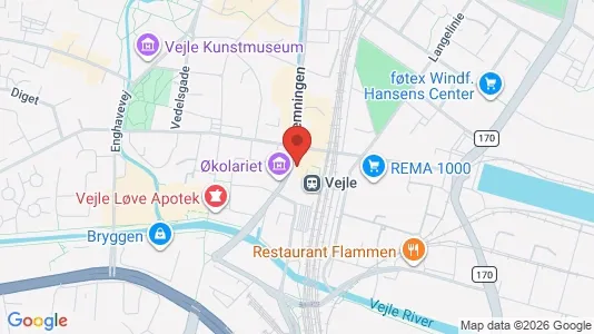 Erhvervslokaler til leje i Vejle Centrum - kort over placeringen