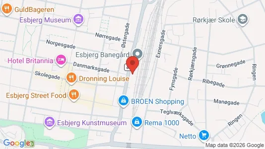 Erhvervslokaler til leje i Esbjerg Centrum - kort over placeringen