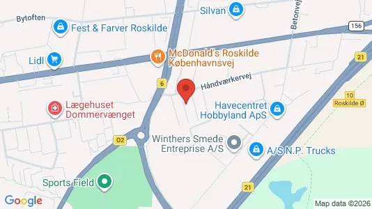 Erhvervslokaler til leje i Roskilde - kort over placeringen