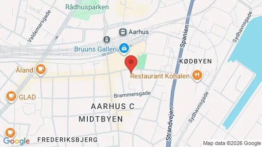 Erhvervslokaler til leje i Århus C - kort over placeringen