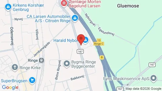 Erhvervslokaler til leje i Ringe - kort over placeringen