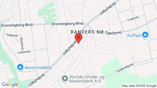 Erhvervslokaler til leje i Randers NØ - kort over placeringen
