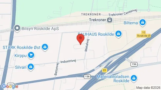 Erhvervslokaler til leje i Roskilde - kort over placeringen