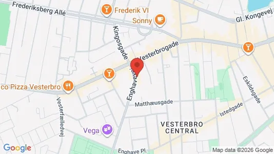 Erhvervslokaler til leje i Vesterbro - kort over placeringen