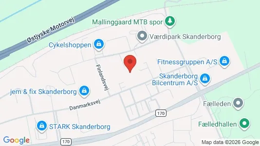 Erhvervslokaler til leje i Skanderborg - kort over placeringen