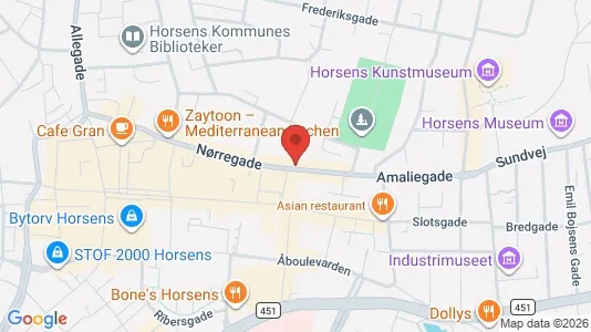 Erhvervslokaler til leje i Horsens - kort over placeringen