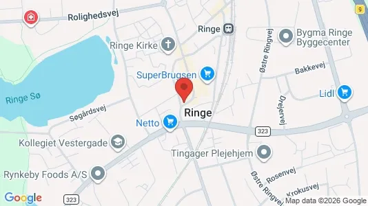 Erhvervslokaler til leje i Ringe - kort over placeringen