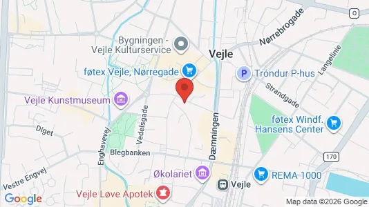 Erhvervslokaler til leje i Vejle Centrum - kort over placeringen