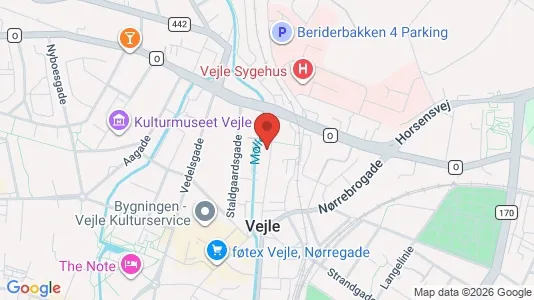 Erhvervslokaler til leje i Vejle Centrum - kort over placeringen