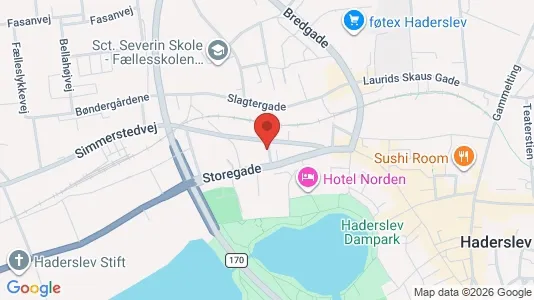 Erhvervslokaler til leje i Haderslev - kort over placeringen
