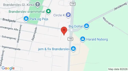 Erhvervslokaler til leje i Brønderslev - kort over placeringen