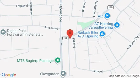 Erhvervslokaler til leje i Hjørring - kort over placeringen