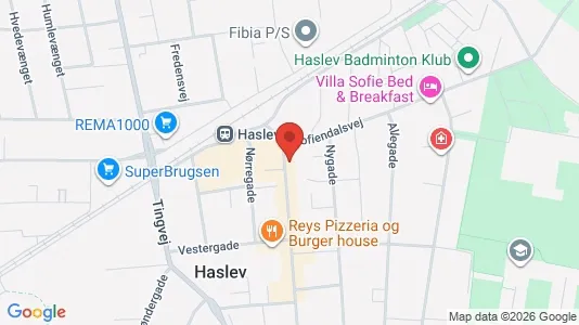 Erhvervslokaler til leje i Haslev - kort over placeringen