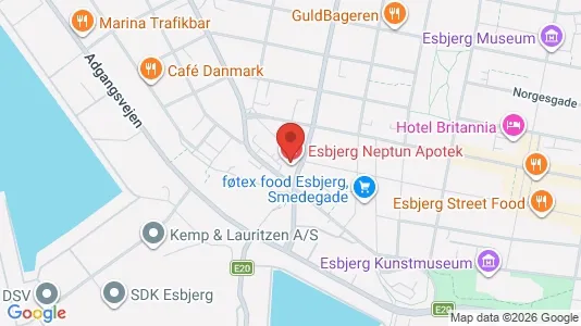 Erhvervslokaler til leje i Esbjerg Centrum - kort over placeringen