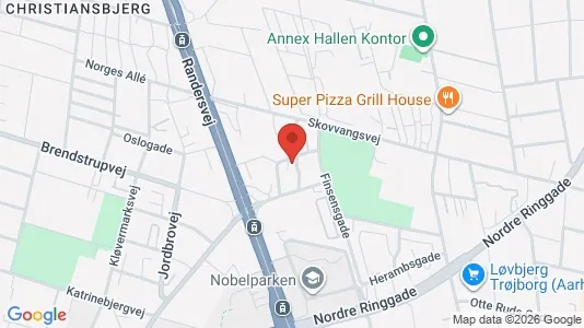 Erhvervslokaler til leje i Århus N - kort over placeringen