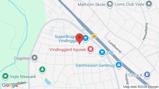 Erhvervslokaler til leje i Vejle Centrum - kort over placeringen