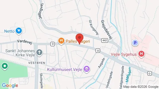 Erhvervslokaler til leje i Vejle Centrum - kort over placeringen