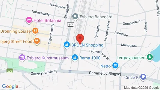 Erhvervslokaler til leje i Esbjerg Centrum - kort over placeringen