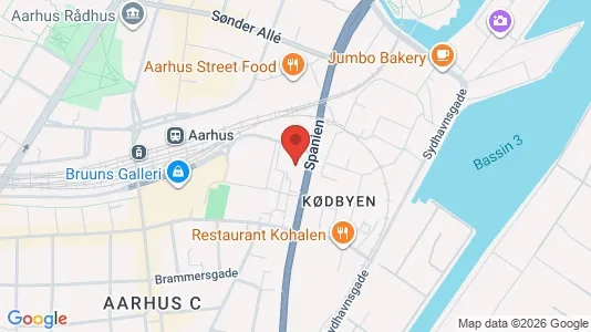 Erhvervslokaler til leje i Århus C - kort over placeringen