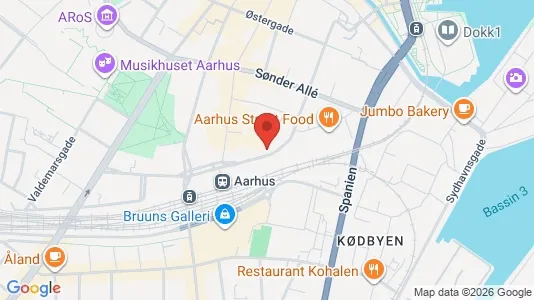 Erhvervslokaler til leje i Århus C - kort over placeringen