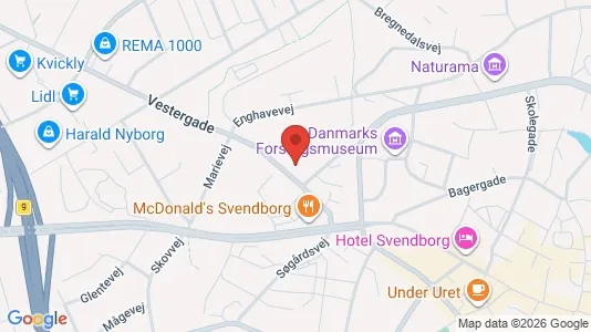 Erhvervslokaler til leje i Svendborg - kort over placeringen