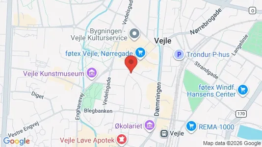 Erhvervslokaler til leje i Vejle Centrum - kort over placeringen