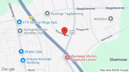 Erhvervslokaler til leje i Ringe - kort over placeringen