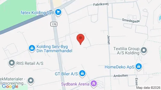 Erhvervslokaler til leje i Kolding - kort over placeringen