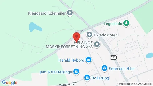 Erhvervslokaler til leje i Helsinge - kort over placeringen