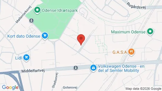 Erhvervslokaler til leje i Odense V - kort over placeringen