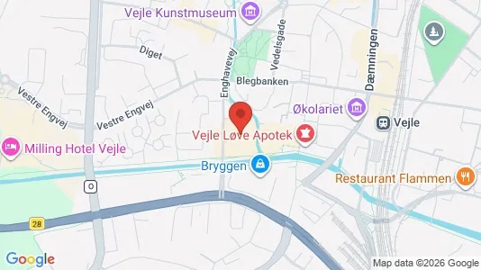 Erhvervslokaler til leje i Vejle Centrum - kort over placeringen