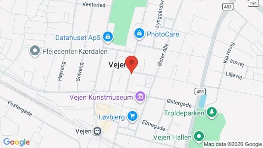 Erhvervslokaler til leje i Vejen - kort over placeringen