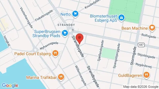 Erhvervslokaler til leje i Esbjerg Centrum - kort over placeringen