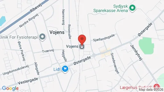Erhvervslokaler til leje i Vojens - kort over placeringen