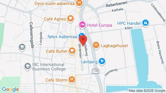 Erhvervslokaler til leje i Aabenraa - kort over placeringen