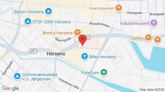 Erhvervslokaler til leje i Horsens - kort over placeringen