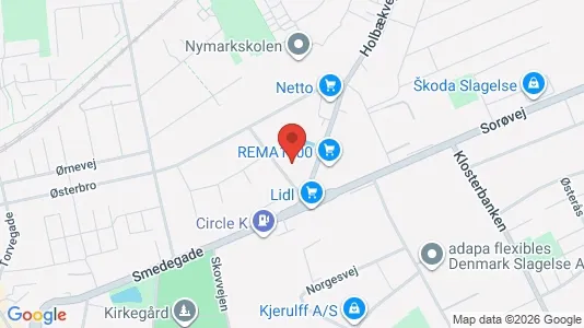 Erhvervslokaler til leje i Slagelse - kort over placeringen