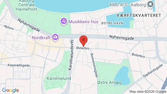 Erhvervslokaler til leje i Aalborg Centrum - kort over placeringen