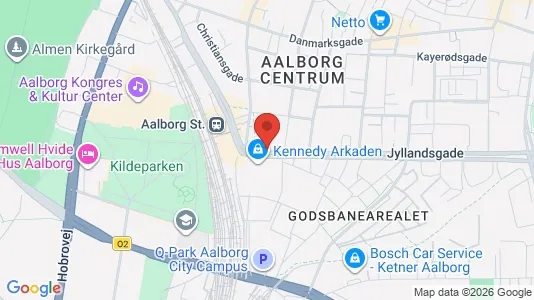 Erhvervslokaler til leje i Aalborg Centrum - kort over placeringen